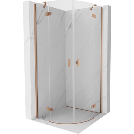 Mexen Mist cabine de douche semi-circulaire pivotante 70 x 70 cm, transparent, cuivre brossé - 8A33-070-070-65-00 (1/5)
