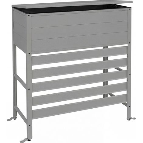 [NON UTILIZZATO] Copertura in alluminio per climatizzatore/pompa di calore HHG-561, vano contenitore stoccaggio 110x96x43 cm, grigio