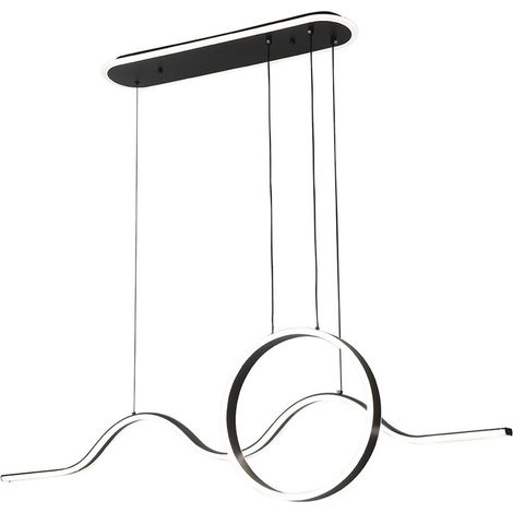 Suspension Year, noire, 177 W, 15 756 lm, 3 000–6 000 K, 120 × 15 cm, éclairage d’ambiance, télécommande