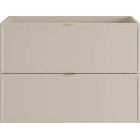 Meuble sous vasque suspendu avec poignées en métal doré - Coloris beige - 80 cm - ONDIL (1/3)