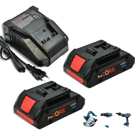 Batterie de remplacement, capacité de 6000mAh, compatible avec les chargeurs 18V, Chargeur 6.0Ah 2pc 1p (1/2)