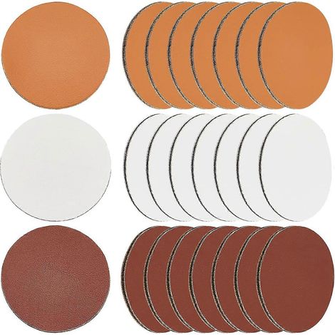60 étiquettes rondes en cuir PU vierges de 40 mm (1,6 pouce), sans trous. (1/5)