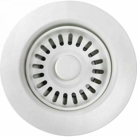 White Polymer Kitchen Sink Drain with Removable Basket Strainer, for 4.5cm Drain Openings. (1/4)
