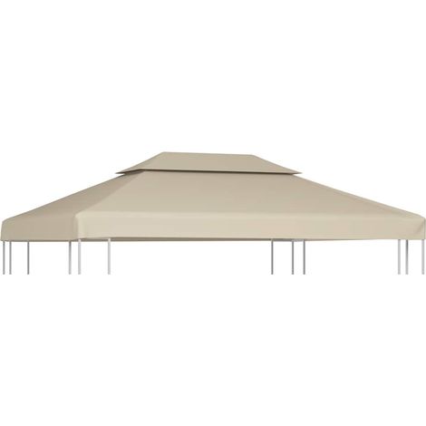 Recouvrement de remplacement d'auvent - pour Jardin Terrasse Extérieur Patio 310 g/m² 3 x 4 m Beige BV246199 - BonneVie (1/4)