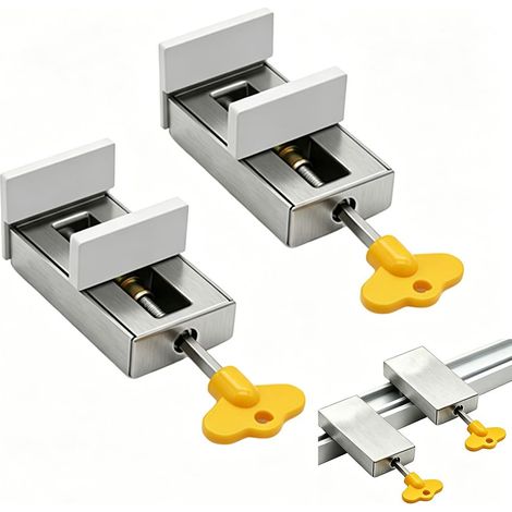 Lot de 2 Verrous de Fenêtre, Sécurité Foyer pour Fenêtre et Baie Coulissante, Bloque Fenêtre Réglable en Alliage d'Aluminium avec Clé, Limiteur d'Ouverture pour Maison et Bureau (1/4)