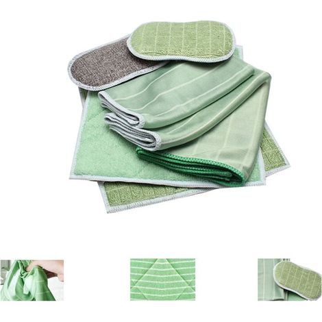 Set of 6 Bamboo Microfiber Cloths for Windows, Mirrors, Tiles, Car Body, Microfiber Bamboo Glass Cleaning, Household Bathroom