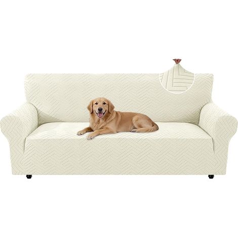 Stretch 3 Seater Sofa Cover, Universal Sofa Cover with Armrests, Non-Slip, Anti-fouling Modern Sofa Covers, Washable, for Living Room, Beige