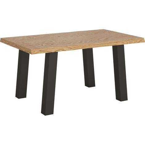 Tavolo Fisso 140x90 cm Svalen Rovere Scortecciato Gambe Antracite