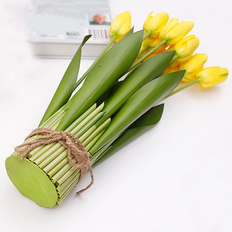 12 künstliche weiße Tulpenköpfe, künstlicher Tulpenstrauß im Topf zur Tischdekoration im Innenbereich, künstliche Blumen für Blumenarrangements (12er-Set) (1/5)