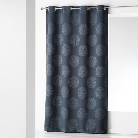Rideau à Oeillets Jacquard "Orkys" 140x260cm Navy (1/2)