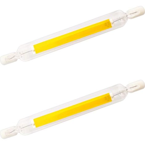10W R7s Ampoule LED 118mm COB Filament Blanc Froid 6000K 220V Double Douille J118 Ampoule à Tube Linéaire à LED 360 Degrés NON-Dimmable, 2-Pack [Classe énergétique F]