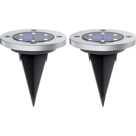 2er-Set solarbetriebene Außenstrahler mit 6 LEDs, warmweißem Licht (3000 K), IP44-Schutzart, bis zu 8 Std. Akkulaufzeit – ideal für Garten, Terrasse und Wege