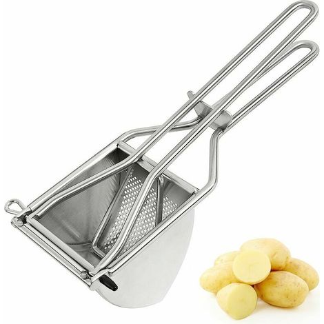 Presse purée Presse Légumes en Acier Inoxydable,Presse Fruit, Acier Inoxydable Presse-Purée de Pommes de Terre pour Delicate Potato Mud, Longue Poignée (1/4)