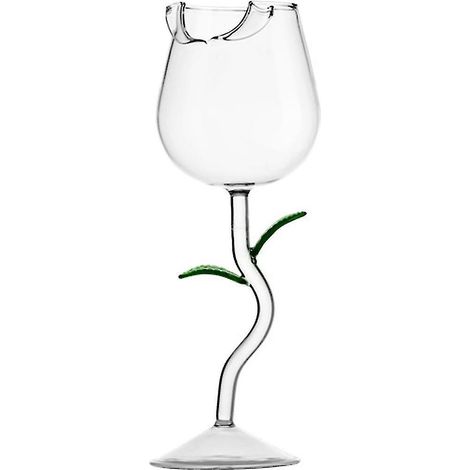 Rosenförmige, transparente Weingläser für Partys, Hochzeiten, Valentinstag, robust und originell, 150 ml – 280 ml – Grün (1/3)
