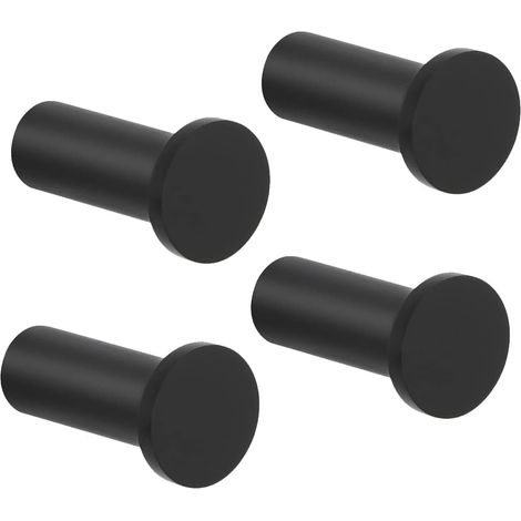 Set di 4 ganci da parete rotondi avvitabili, in robusto acciaio inox, per bagno, camera da letto, cucina, ingresso, portasciugamani, 16 x 35 mm, nero