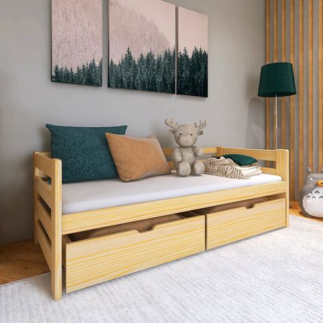 Letto 90x190 sommier e cassetti inclusi Erwan Legno (1/3)
