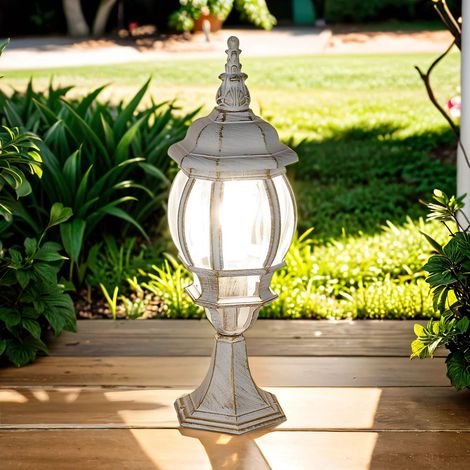 Lampadaire extérieur Brest doré blanc au design rétro dans le style rustique H:50 cm E27 - Or blanc