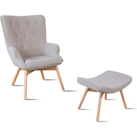 Fauteuil scandinave gris bouclette - Stockholm (1/5)