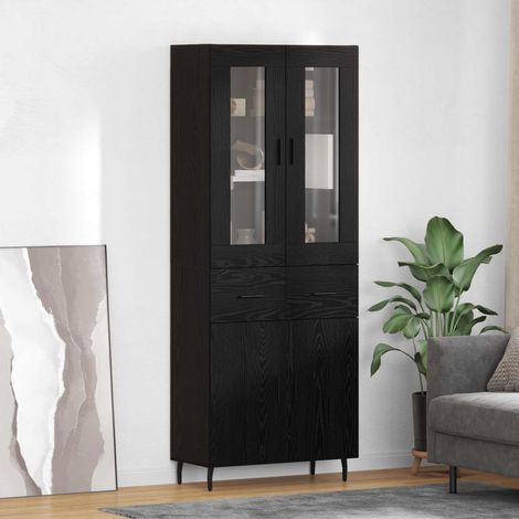 Highboard 2 pcs Schwarz Eichen-Optik Holzwerkstoff