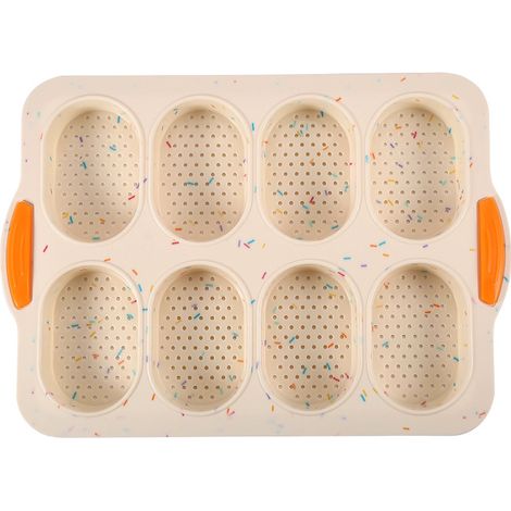 Molde de silicona antiadherente para baguettes, molde para repostería, bandeja para tartas, bandeja para hornear pan de leche (color) (1/4)