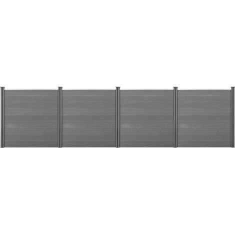 Clôture brise vue brise vent bois composite (WPC) 183 x 705 cm gris (1/5)