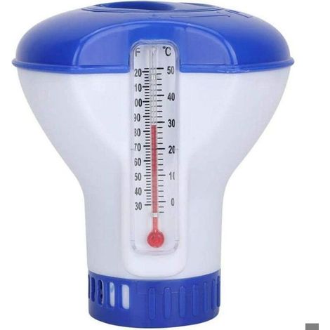 Diffuseur flottant chlore piscine RICEEL – Thermomètre 0–50°C, dosage réglable pour comprimés 1" (cap. 20–25) (1/5)
