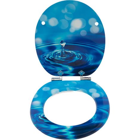 Abattant de WC HomSeat en MDF ,Charnière à Fermeture Douce, Motif Goutte d’Eau et OndulationPVC Enduit (1/5)