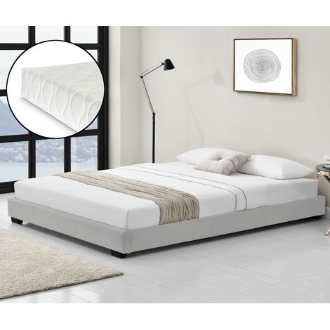 Corium Struttura Letto Imbottito con Materasso a Schiuma Fredda 180 x 200 cm Letto Matrimoniale con Rivestimento in Similpelle con Materasso Anallergico - Bianco (1/5)