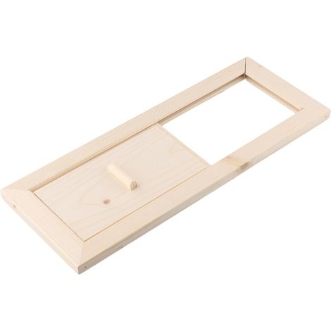 Trappe d'aération en bois pour sauna - 1 unité - Bois naturel - Ventilation réglable coulissante - Pour hammam et sauna - 34 x 13,7 cm (1/5)