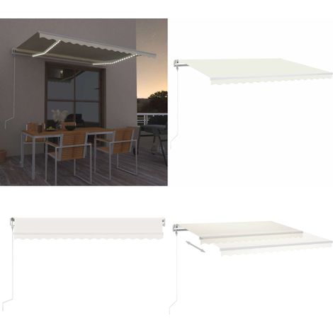 Automatische Markise mit LED Windsensor 400x300 cm Creme - Gartenmarkise - Terrassenüberdachung - Sonnenschutz - Markisentuch - Aluminium Rahmen - Home & Living (1/5)