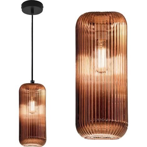 Gea luce lustre raika vp b1 cuivre e27 led suspension en verre (1/5)