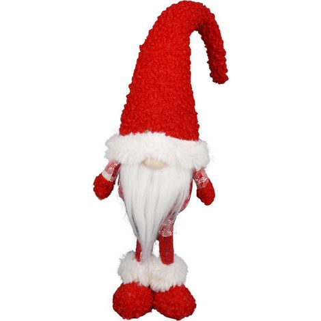 Gnomo di Babbo Natale H47 cm in Tessuto Rosso