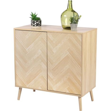 Sideboard mit zwei Türen – Designerstil, Eichenholzfarbe hell, Maße 80x40x80 cm