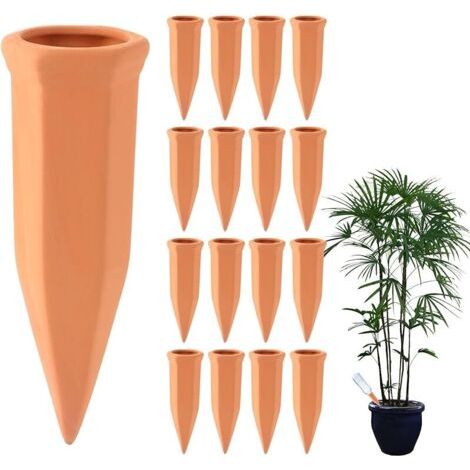 Pair Lot de 15 cônes d'arrosage en argile, arroseur pour plantes en forme de cône, piquets d'arrosage pour plantes, arroseur en argile pour plantes d'intérieur et de plein air (1/5)