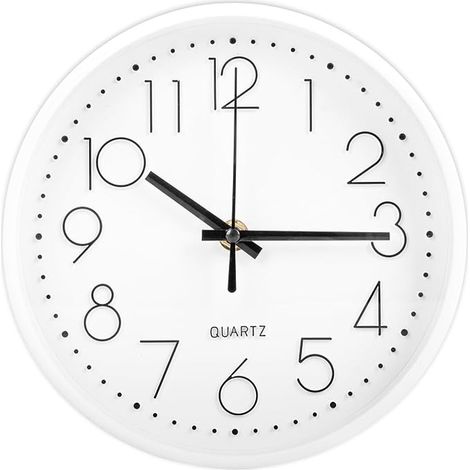 Black Wall Clock Silent Office Living Room Kitchen School Room White (1/5)