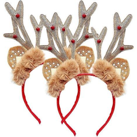 Lot de 2 serre-têtes de Noël en forme de bois de renne, accessoires pour cheveux et photos de Noël-22.8X12X3CM (1/3)