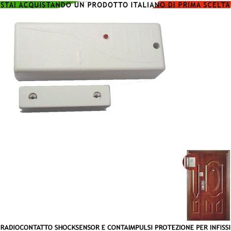 Contatto Magnetico Radio Fr. 433,92 MHz Con Sismico Regolabile 2 Pezzi Con Ingresso Sensori Antifurto Remoti NC Contaimpulsi Per Switchallarm Codice SecurLysa Anticollisione Rileva Trapano e  Scasso (1/5)
