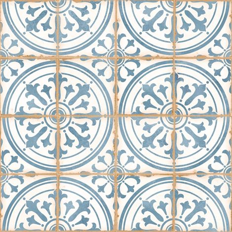 Carrelage effet Carreau ciment Narelis Bleu 12,3x12,3x0,87 cm Serano - Sol et mur intérieur (vendu par carton de 0,49 m²) - RO'MA CARRELAGE