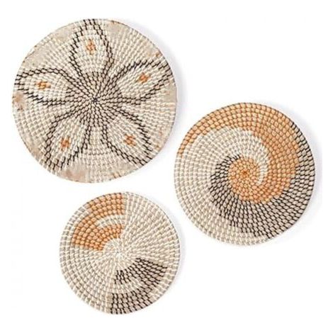 Decoration Murale - Pack 3 Paniers Mural Faits Main en Rotin - Deco Murale Salon Chambre Cuisine Maison Jardin Balcon Mur Exter (1/4)