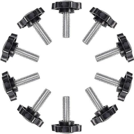 Lot de 10 vis moletées à tête étoilée en plastique résistant, pour poignées en fer, vis de serrage pour loquets de machines, M6 x 25 mm (1/5)