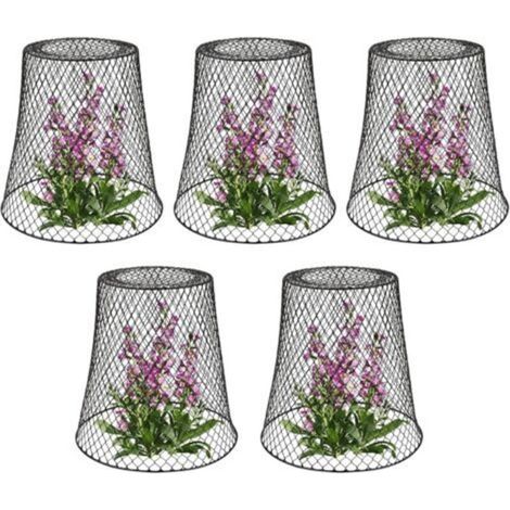 Tuteur pour végétaux, Cloche de protection pour plantes en métal - Lot de 5, Noir