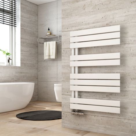 Heilmetz Handtuchheizkörper Warmwasser Badheizkörper Weiß 90 x 60 cm 532W Flach Design Seitenanschluss (1/5)