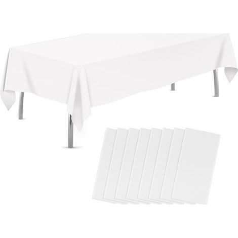Paquet de 8 nappes en plastique 54 "x 108", nappes jetables couverture de table rectangulaire, nappes en plastique pour les fêtes (1/5)