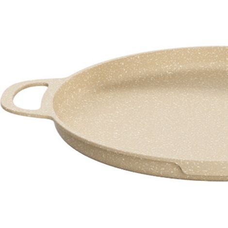 Poêle à barbecue ronde antiadhésive de style coréen, couleurs macaron, avec poignée, idéale pour les pique-niques en famille, 34 cm, jaune. (1/5)