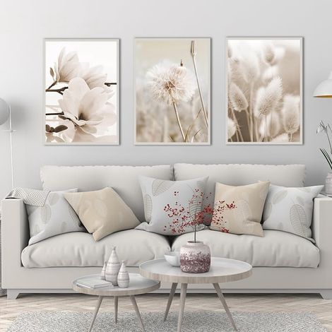 CCYKXAAffiche de décoration d'intérieur beige, décoration moderne de plante de roseau peinture de paysage, décoration murale, sans cadre (20 x 30 cm x 3) (1/5)