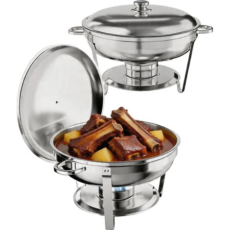 Ensemble de plats à réchaud, acier inoxydable, capacité de 4,7 L, ensemble de 2 pièces (1/2)