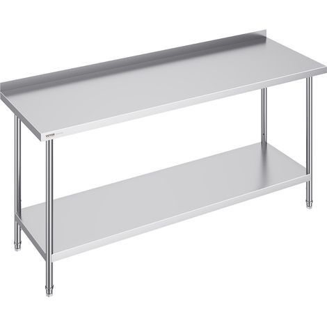 VEVOR Tavolo da Lavoro Acciaio Inossidabile 610 x 1829 x 914 mm Tavolo Lavoro Commerciale Preparazione Alimenti Tavolo Preparazioni Pesanti, Tavolo Metallo Altezza Regolabile Ristorante, Casa Hotel