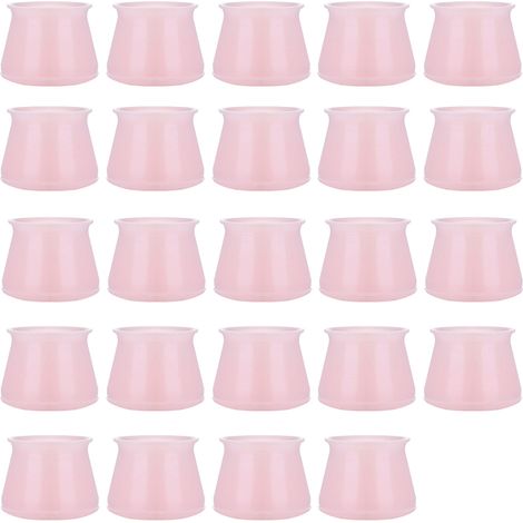 Lot de 24 protections rondes en silicone pour pieds de table et de chaise - Rose (1/5)