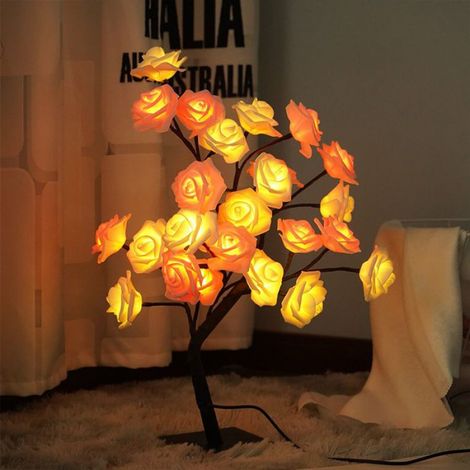 Lampe Arbre À Fleurs - 24 LED - USB Alimenté - Décoration Intérieure Table Balcon Bureau - Violet - 1 Pièce (1/5)