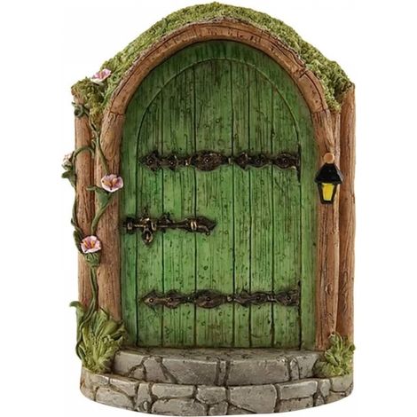 Miniatur-Feentür- und Fensterbäume, dekorative Accessoires für Feengärten, Gartenskulpturen, Dekorationsaccessoires (grün)